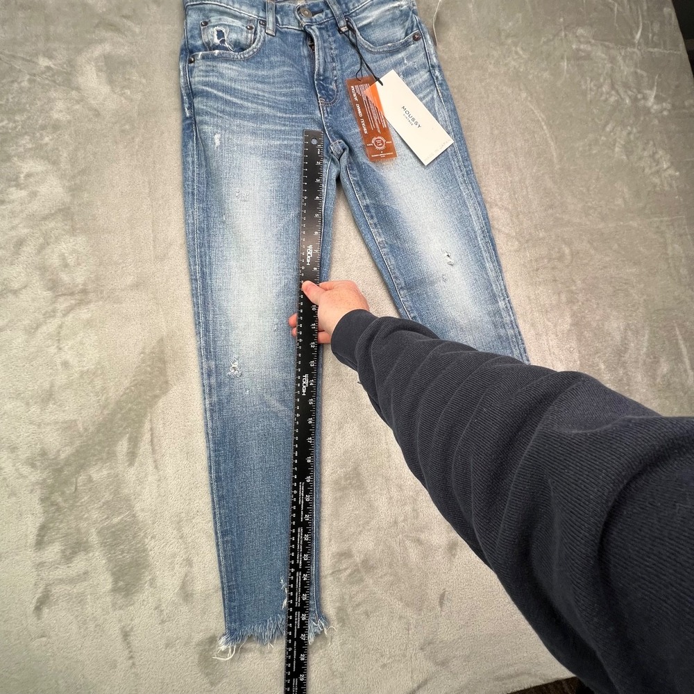 Moussy Vintage Jeans Women 24 Blue Diana Skinny Low Rise Made in Japan Denim New - Picture 9 of 16